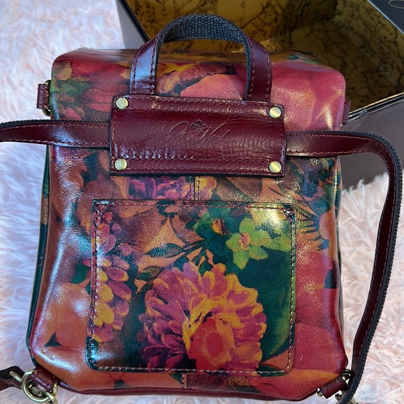 Patricia Nash Floral Green Convertible Leather Backpack Crossbody - Picture 3 of 7